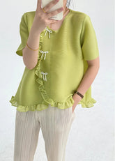 HEYFANCYSTYLE Women's Elegant Plissé Designer Top - Japanese Pleated Luxury